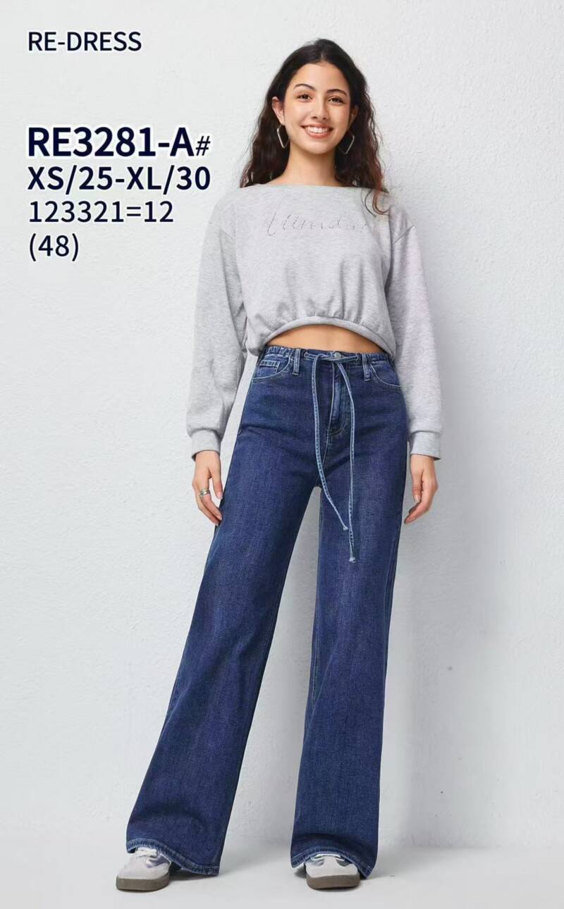 Spodnie damskie jeansy Roz XS-XL, 1 Kolor Paczka 12 szt